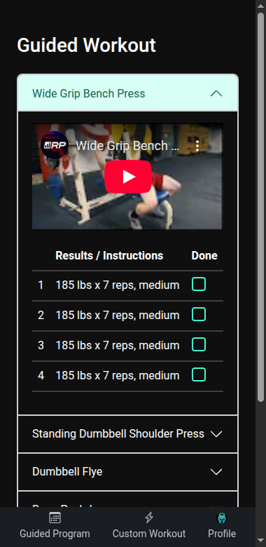 Workout Screen
